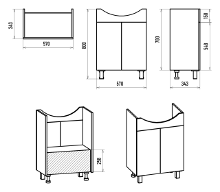 Напольная тумба под раковину Misty Изео 60см белый